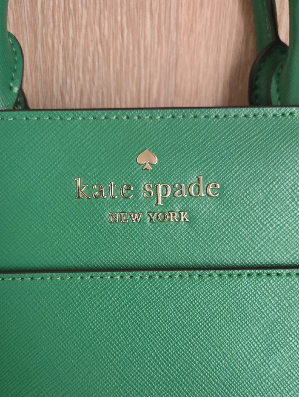 kate spade Green Structured Leather Satchel with Gold Logo